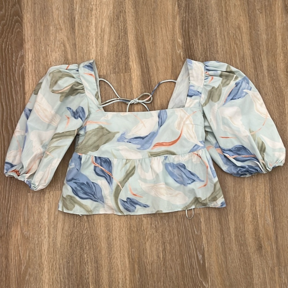 Abercrombie Puff Sleeve Cropped Blouse